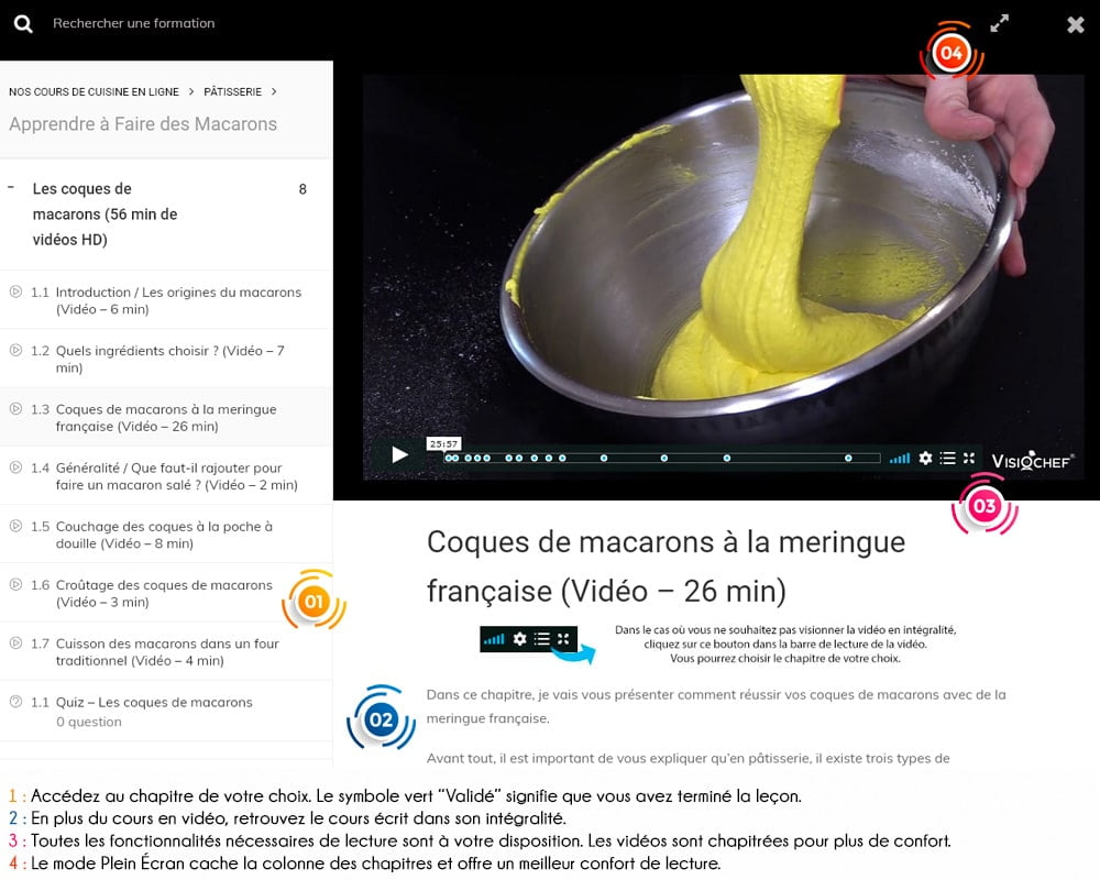 Présentation Cours de cuisine en ligne - Macarons